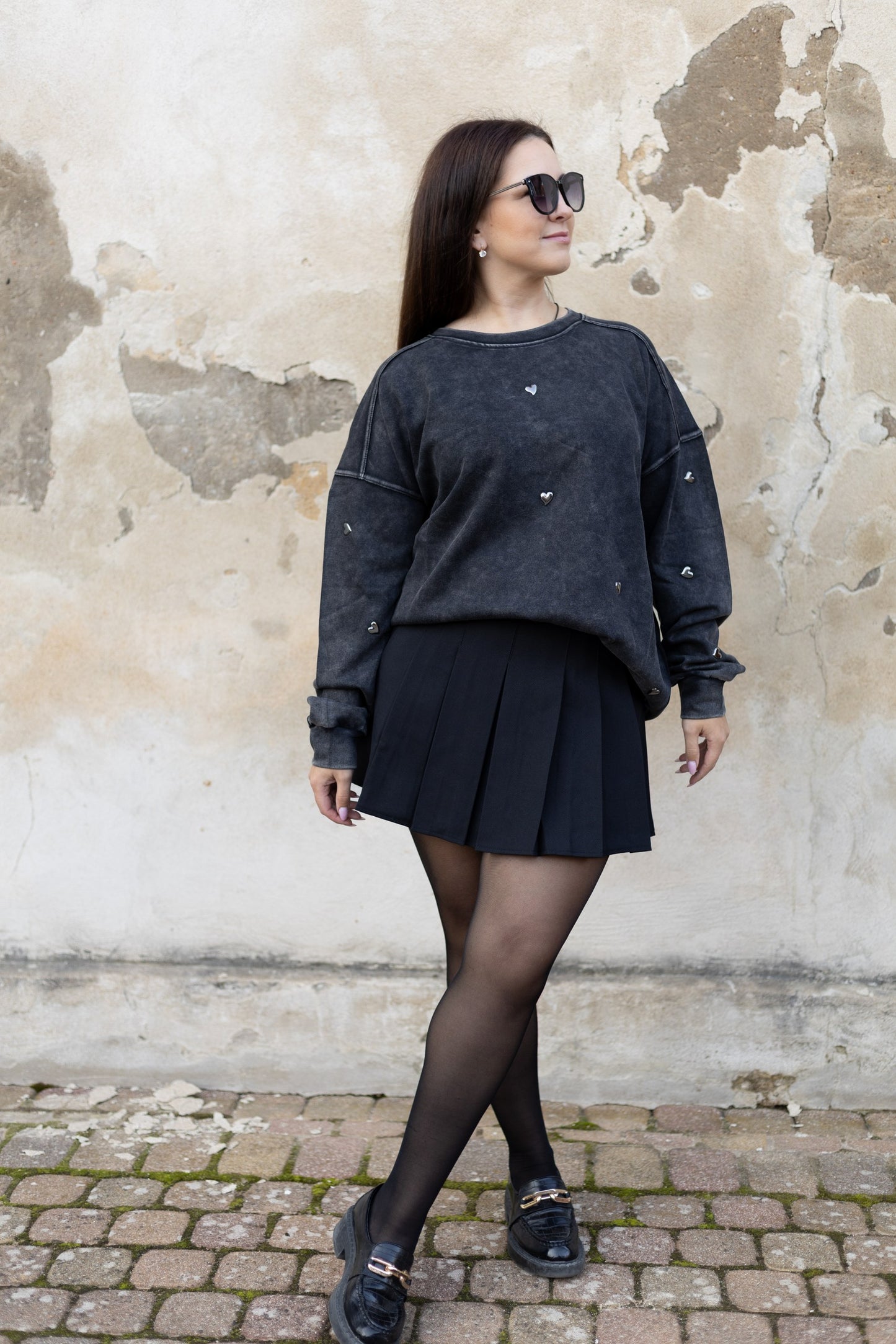 Oversize DŽEMPERIS - tumši pelēks