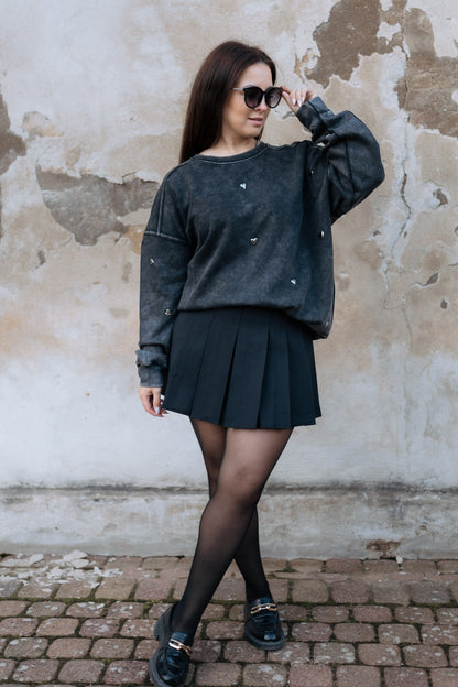 Oversize DŽEMPERIS - tumši pelēks