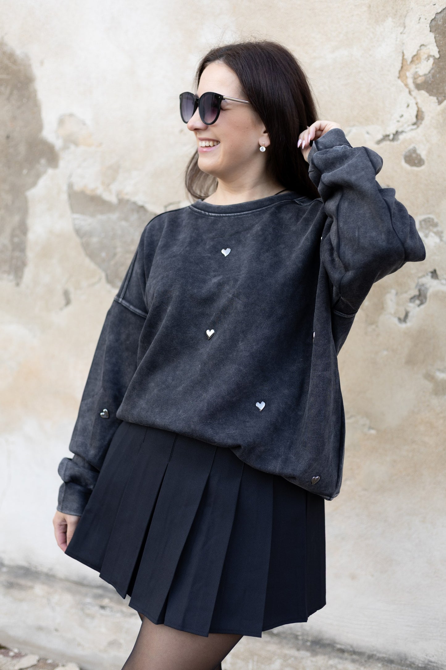 Oversize DŽEMPERIS - tumši pelēks