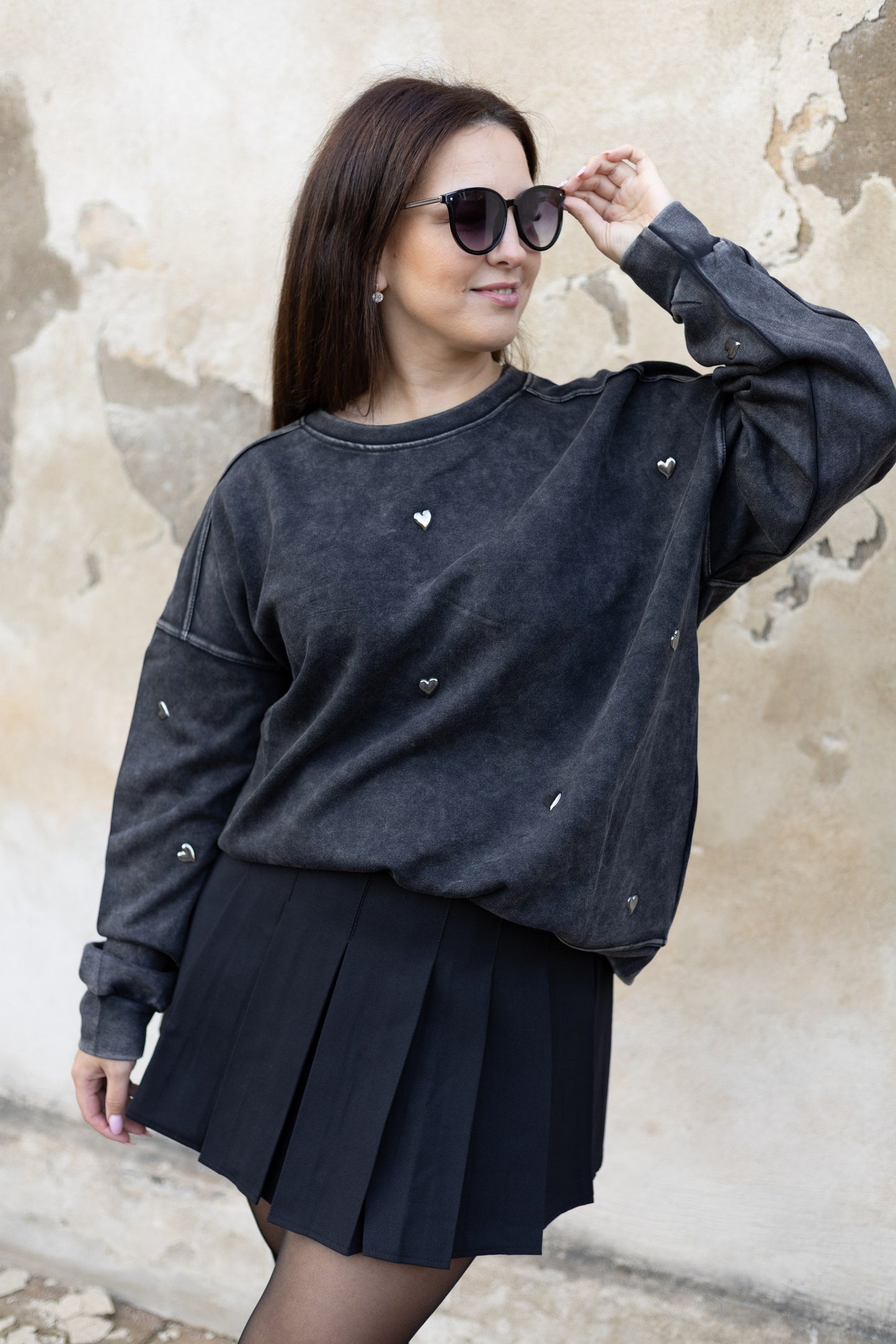 Oversize DŽEMPERIS - tumši pelēks