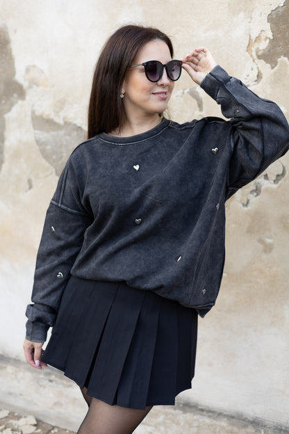 Oversize DŽEMPERIS - tumši pelēks